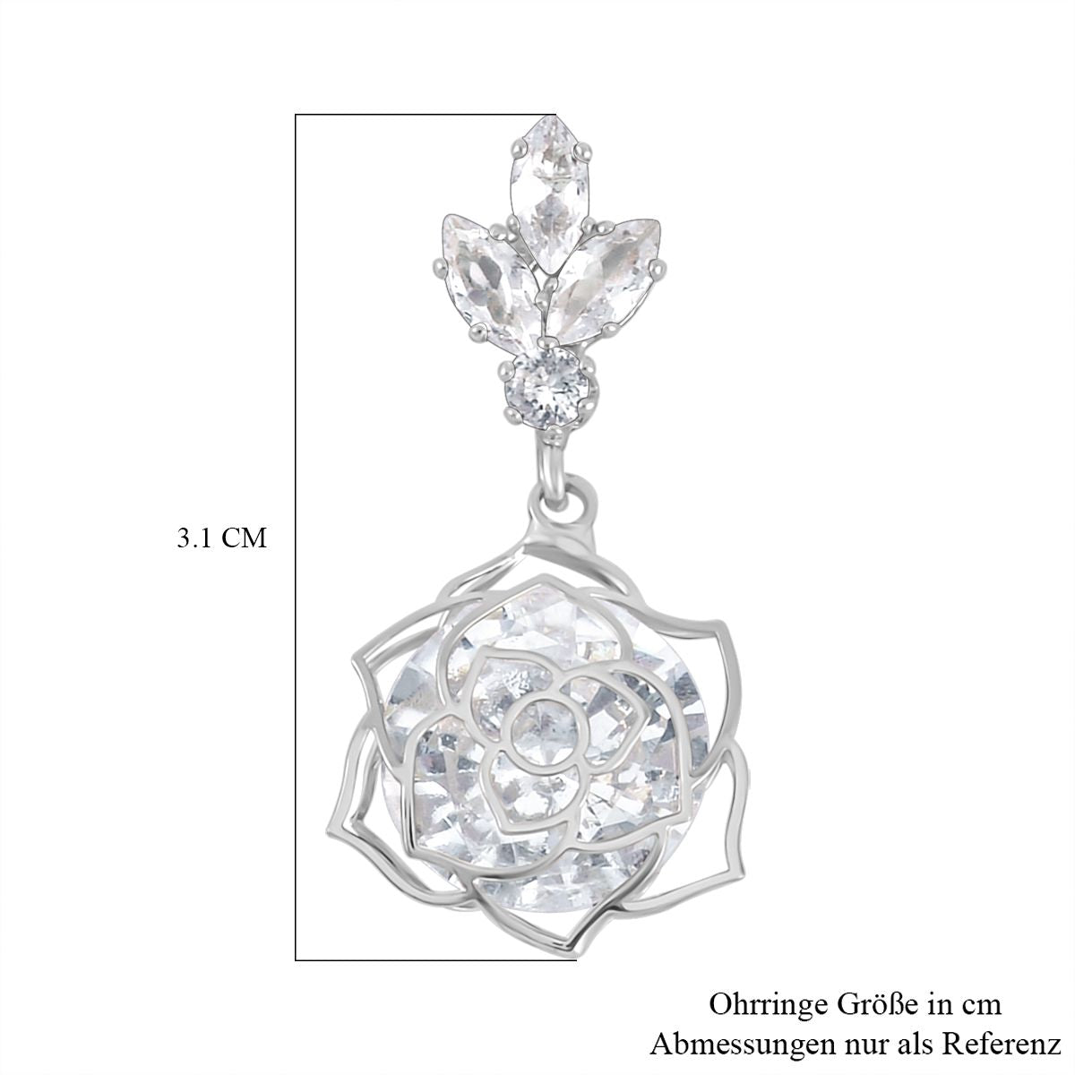 Weißer Zirkonia Ohrringe Reines Messing ca. 5.00 ct