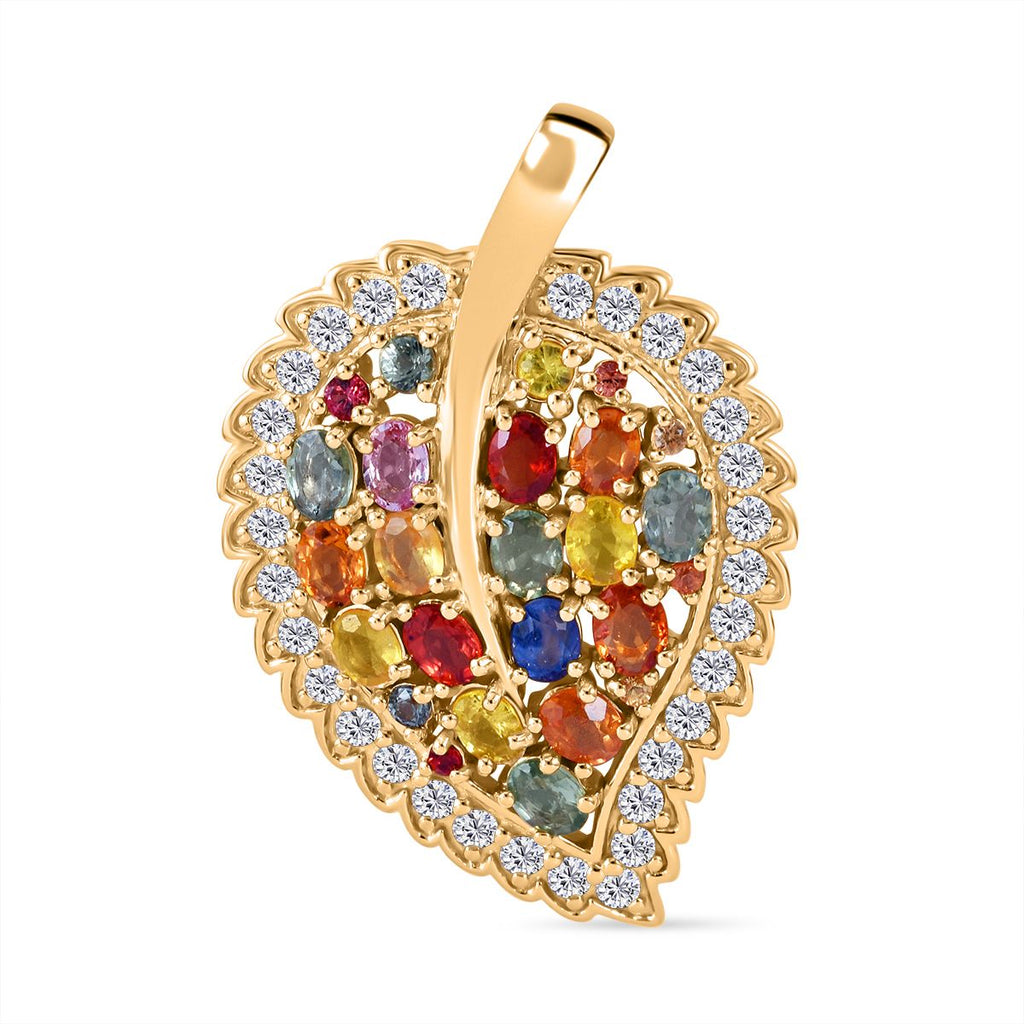 Regenbogen Saphir Anhänger, 925 Silber Gelbgold Vermeil ca. 5.64 ct