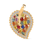 Regenbogen Saphir Anhänger, 925 Silber Gelbgold Vermeil ca. 5.64 ct