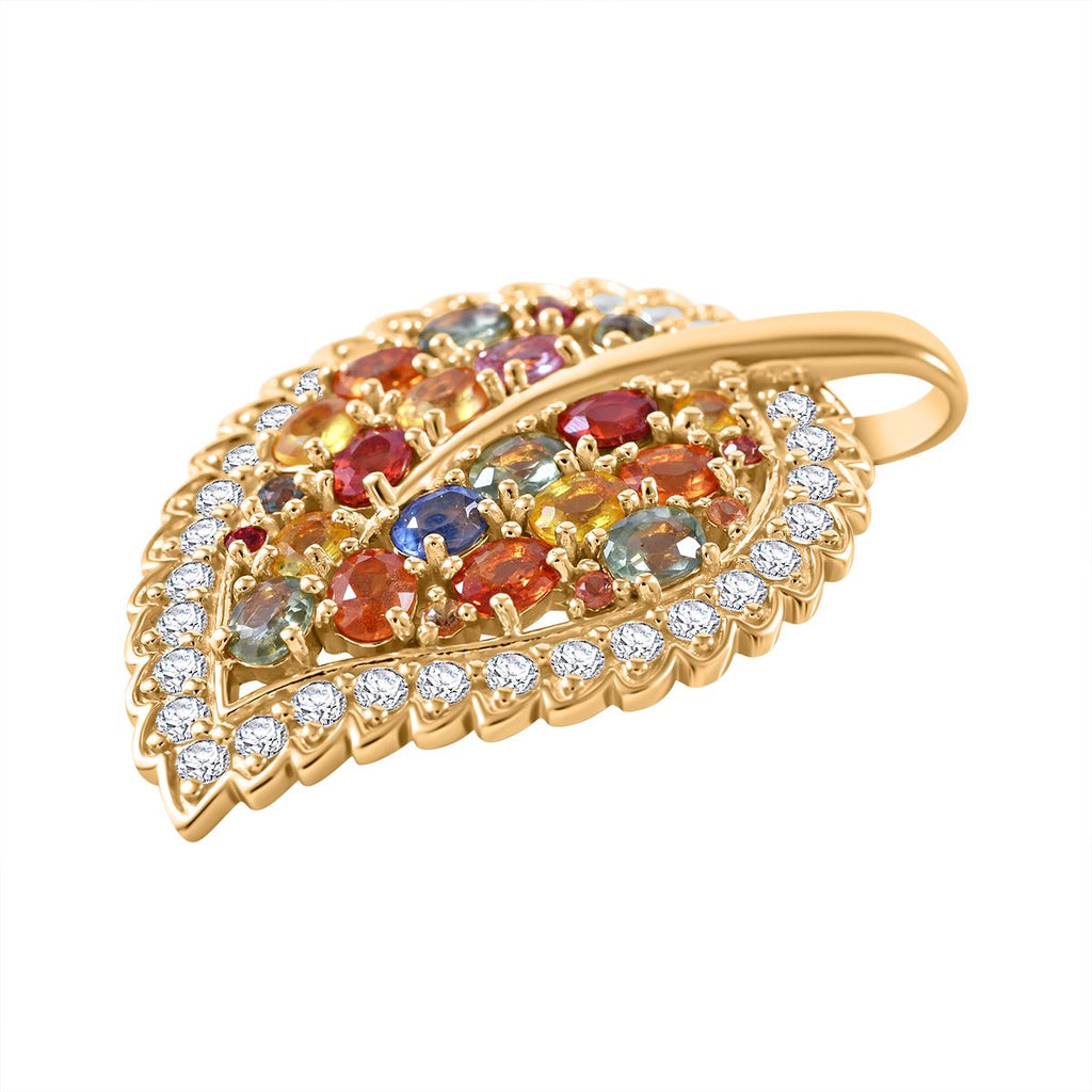 Regenbogen Saphir Anhänger, 925 Silber Gelbgold Vermeil ca. 5.64 ct