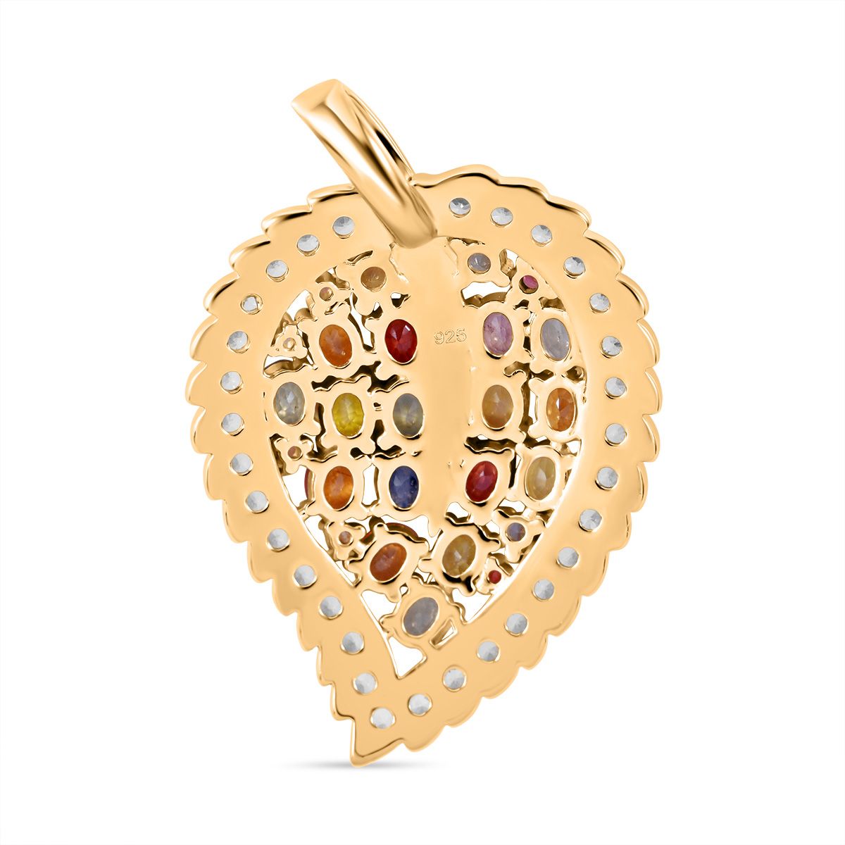 Regenbogen Saphir Anhänger, 925 Silber Gelbgold Vermeil ca. 5.64 ct