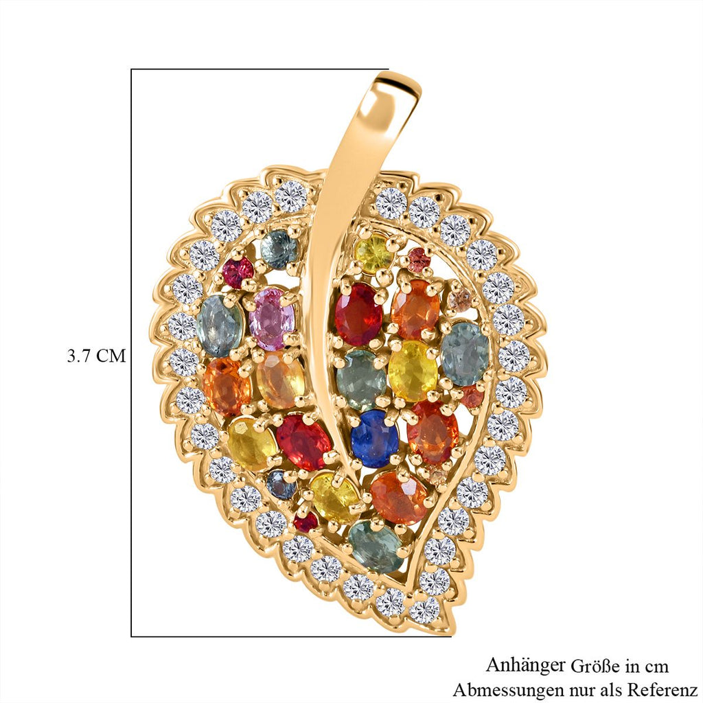 Regenbogen Saphir Anhänger, 925 Silber Gelbgold Vermeil ca. 5.64 ct