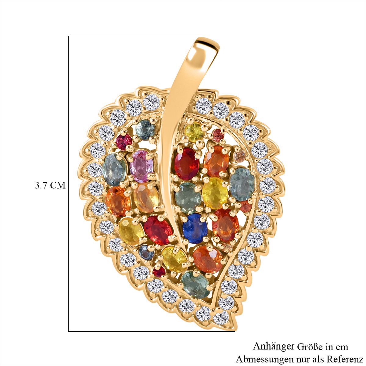 Regenbogen Saphir Anhänger, 925 Silber Gelbgold Vermeil ca. 5.64 ct