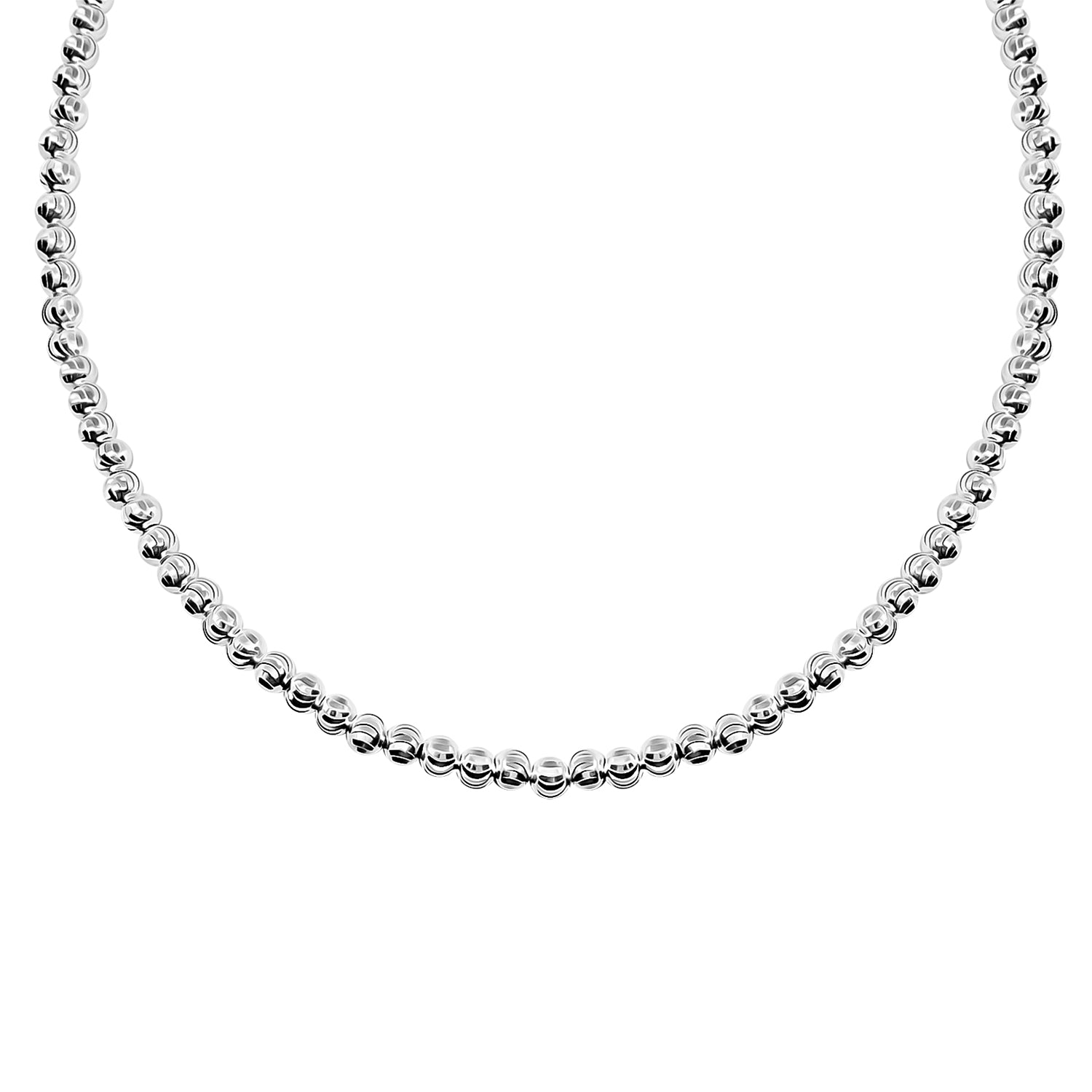 Italianische 925 Silber rhodiniert Kugelkette, ca. 50 cm, ca. 14,79g