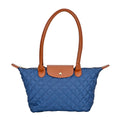 Gesteppte Nylon-Tasche im Schachbrett-Design, 40x11x24cm, marineblau