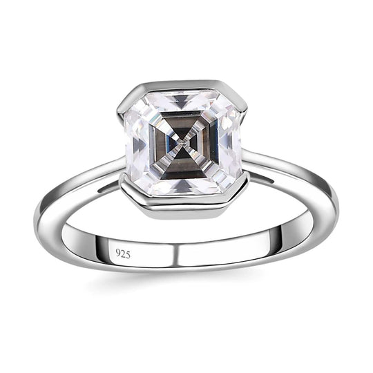Moissanit Ring, 925 Silber platiniert (Größe 20.00) ca. 1.83 ct
