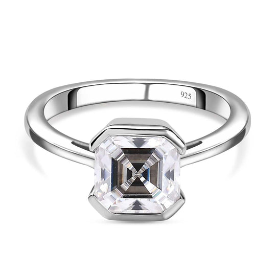 Moissanit Ring, 925 Silber platiniert (Größe 20.00) ca. 1.83 ct