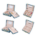 2er-Set, Schmuckkasten mit Reise-Etui aus Kunstleder mit Python-Prägung, 24x19x9 und 22x17x3 cm, Blau