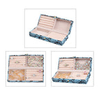 2er-Set, Schmuckkasten mit Reise-Etui aus Kunstleder mit Python-Prägung, 24x19x9 und 22x17x3 cm, Blau
