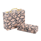 2er-Set, Schmuckkasten mit Reise-Etui aus Kunstleder mit Python-Prägung, 24x19x9 und 22x17x3 cm, Elfenbein