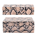 2er-Set, Schmuckkasten mit Reise-Etui aus Kunstleder mit Python-Prägung, 24x19x9 und 22x17x3 cm, Elfenbein