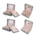 2er-Set, Schmuckkasten mit Reise-Etui aus Kunstleder mit Python-Prägung, 24x19x9 und 22x17x3 cm, Grau