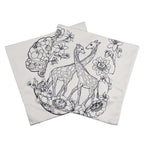 2er-Set, DIY Kissenbezug zum Bemalen mit 8 Textilfarb-Stiften, Größe 45x45 cm, Weiß, Giraffe