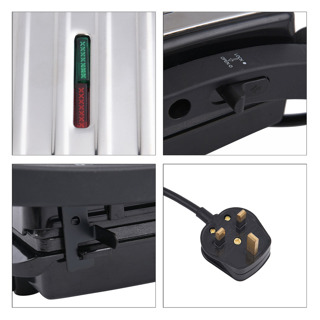 HOMESMART - 2 Scheiben-Kontaktgrill mit Antihaftbeschichtung, Größe 17,5x22,5x9,5 cm, Schwarz