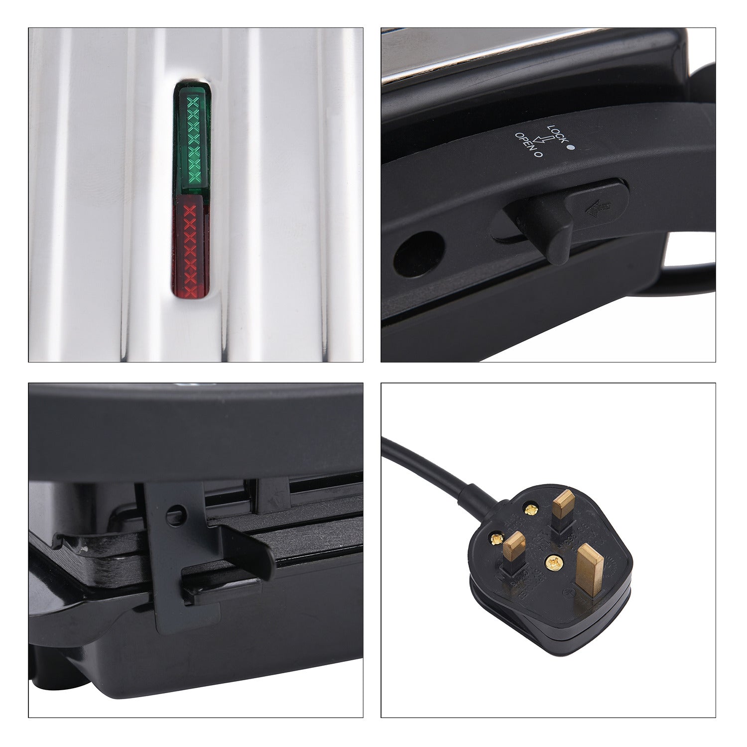 HOMESMART - 2 Scheiben-Kontaktgrill mit Antihaftbeschichtung, Größe 17,5x22,5x9,5 cm, Schwarz