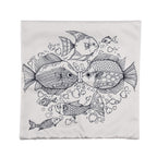 2er-Set, DIY Kissenbezug zum Bemalen mit 8 Textilfarb-Stiften, Größe 45x45 cm, Weiß, Fische