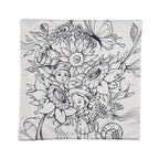 2er-Set, DIY Kissenbezug zum Bemalen mit 8 Textilfarb-Stiften, Größe 45x45 cm, Weiß, Mädchen mit Blumen
