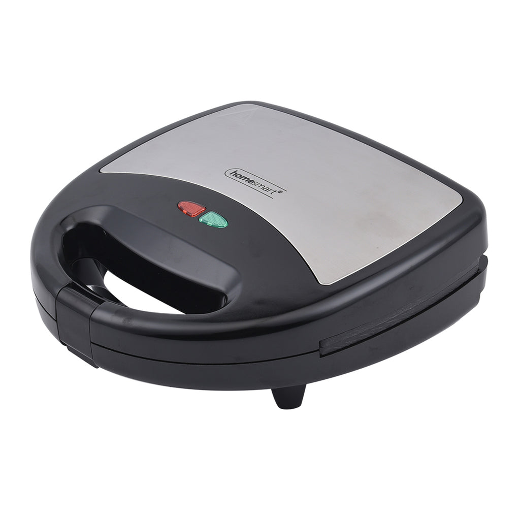 HOMESMART - tragbarer Sandwichmaker mit 3 austauschbaren Einsätzen, Größe 24x23x9 cm, Schwarz