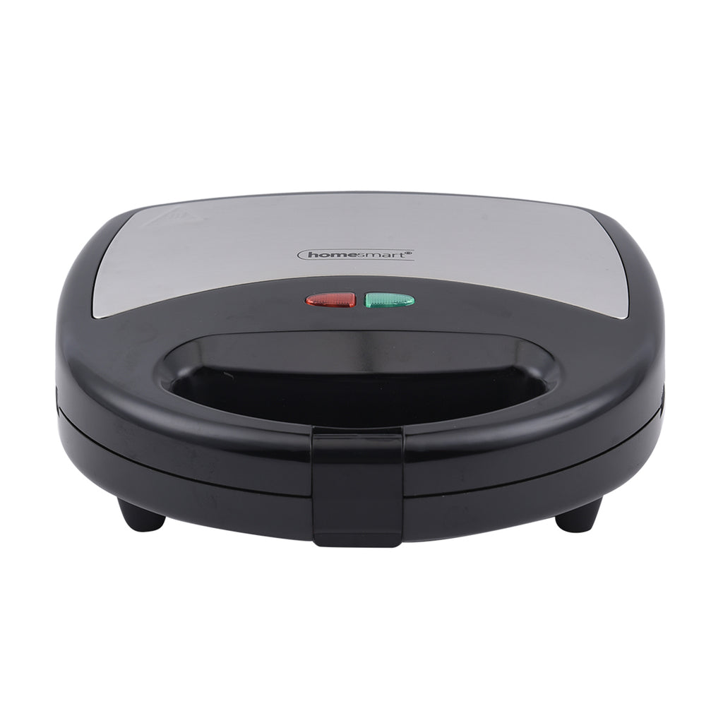 HOMESMART - tragbarer Sandwichmaker mit 3 austauschbaren Einsätzen, Größe 24x23x9 cm, Schwarz