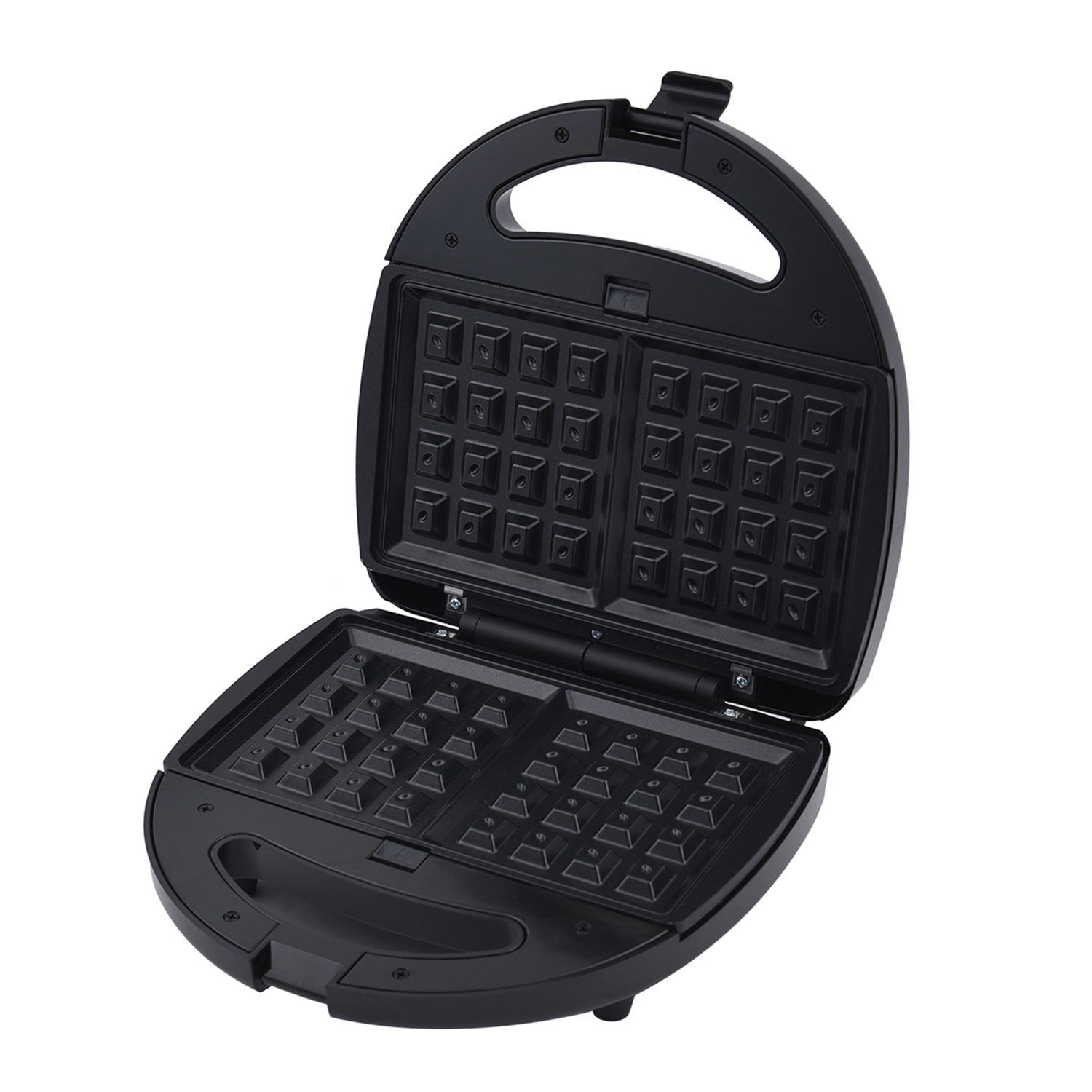 HOMESMART - tragbarer Sandwichmaker mit 3 austauschbaren Einsätzen, Größe 24x23x9 cm, Schwarz