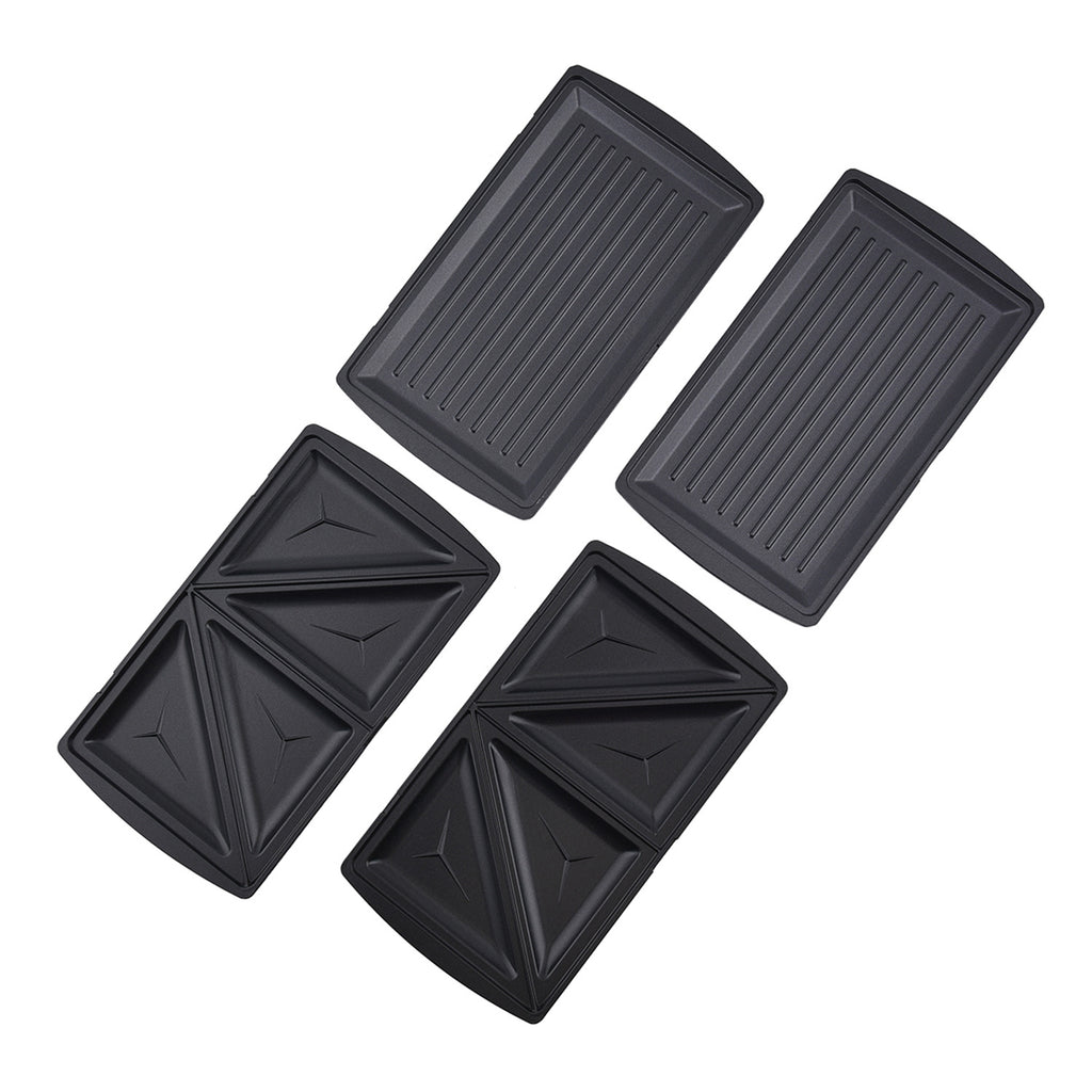 HOMESMART - tragbarer Sandwichmaker mit 3 austauschbaren Einsätzen, Größe 24x23x9 cm, Schwarz
