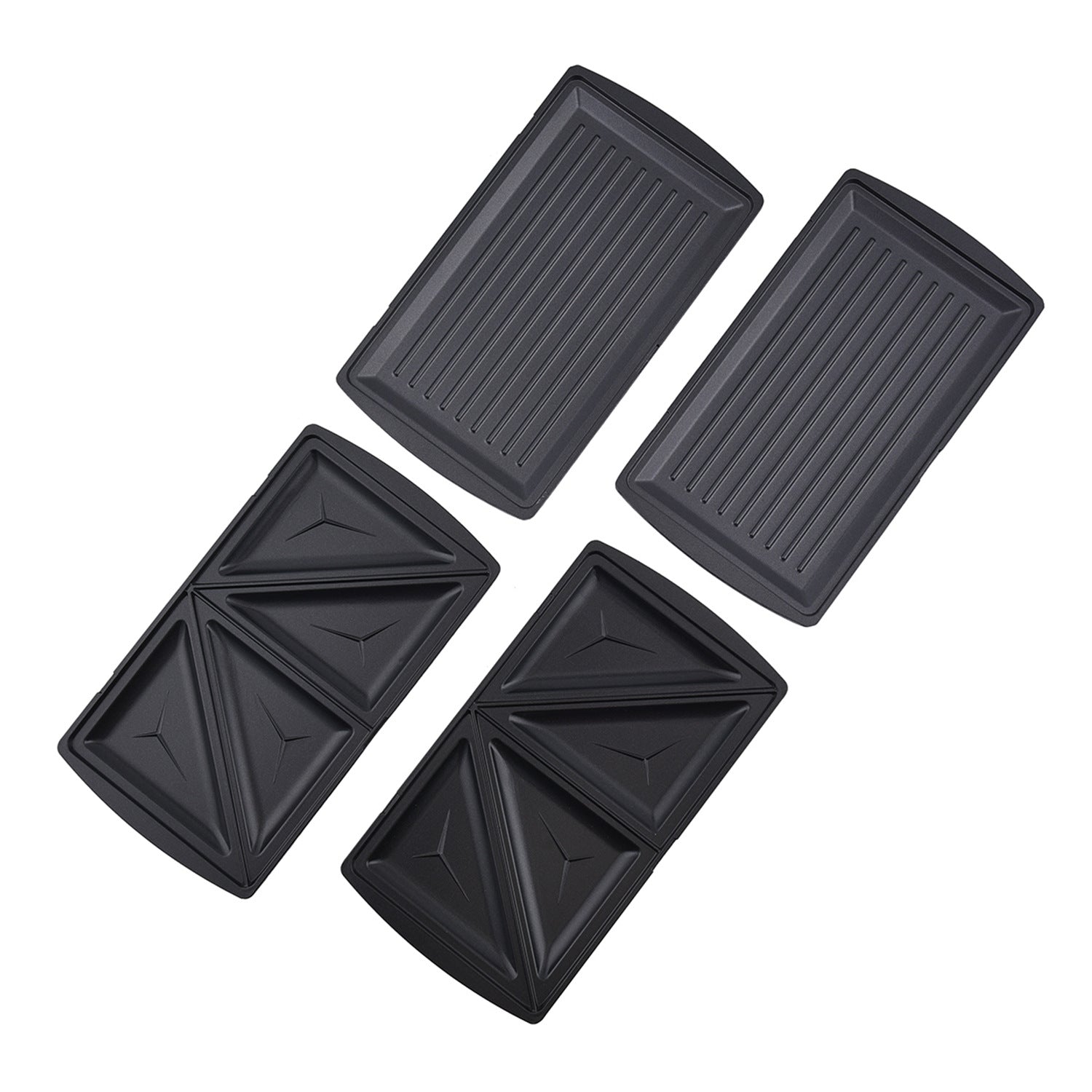 HOMESMART - tragbarer Sandwichmaker mit 3 austauschbaren Einsätzen, Größe 24x23x9 cm, Schwarz