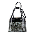 Schultertasche mit Leopardenmuster, Größe 32x25x13 cm, Grau und Schwarz