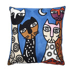Kissenbezug mit Picasso-inspirierter Stickerei, 100% Baumwolle, 43x43cm, Gesichter
