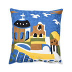 Kissenbezug mit Picasso-inspirierter Stickerei, 100% Baumwolle, 43x43cm, Stadt