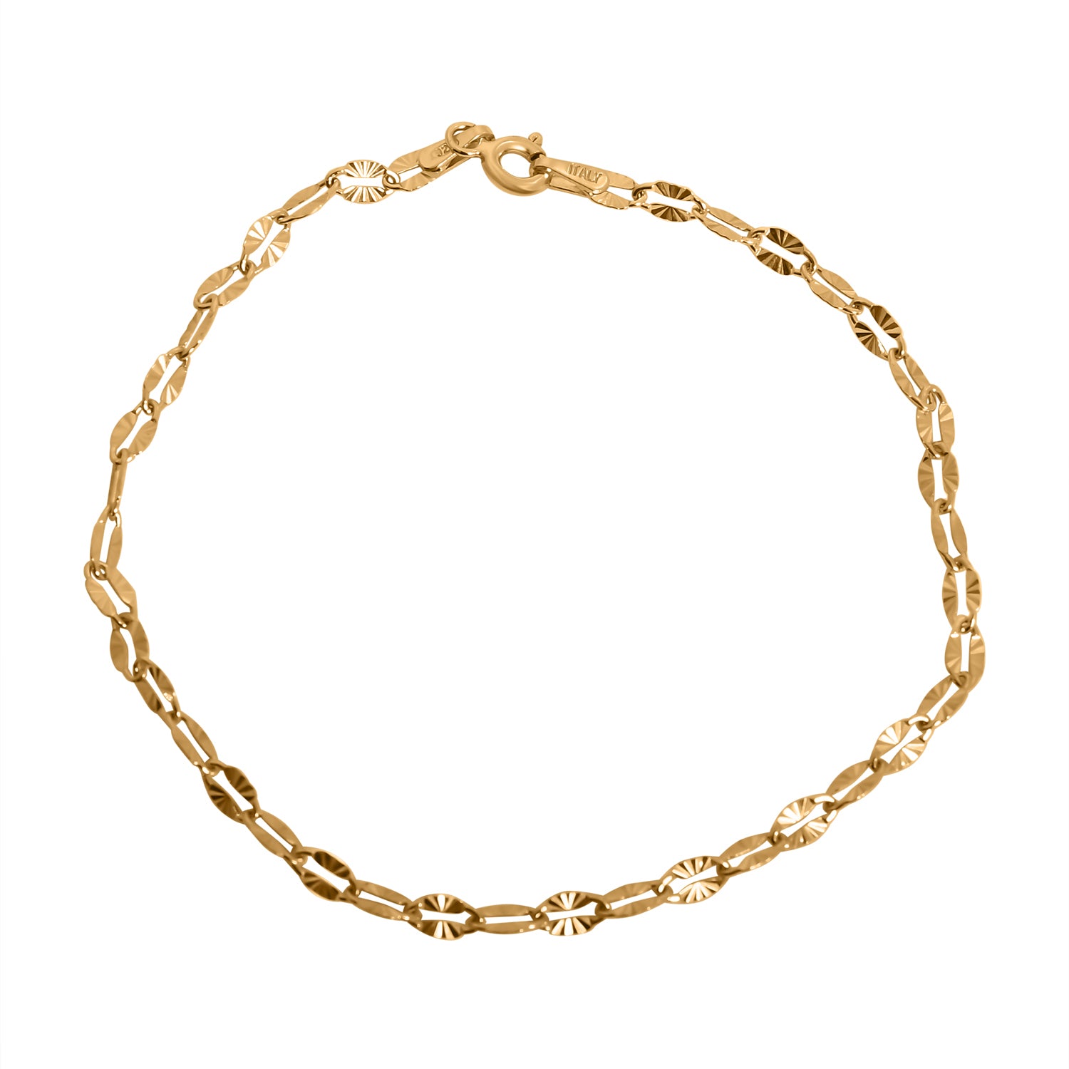 Diamantschliff Anker Armband, 925 Silber vergoldet, ca. 19 cm