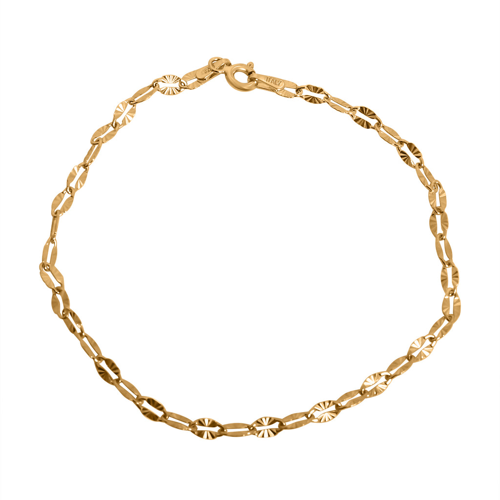 Diamantschliff Anker Armband, 925 Silber vergoldet, ca. 19 cm