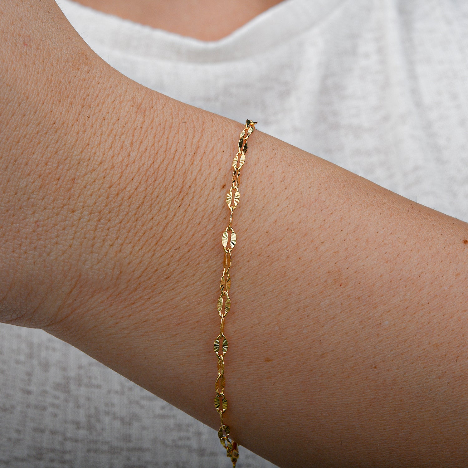 Diamantschliff Anker Armband, 925 Silber vergoldet, ca. 19 cm