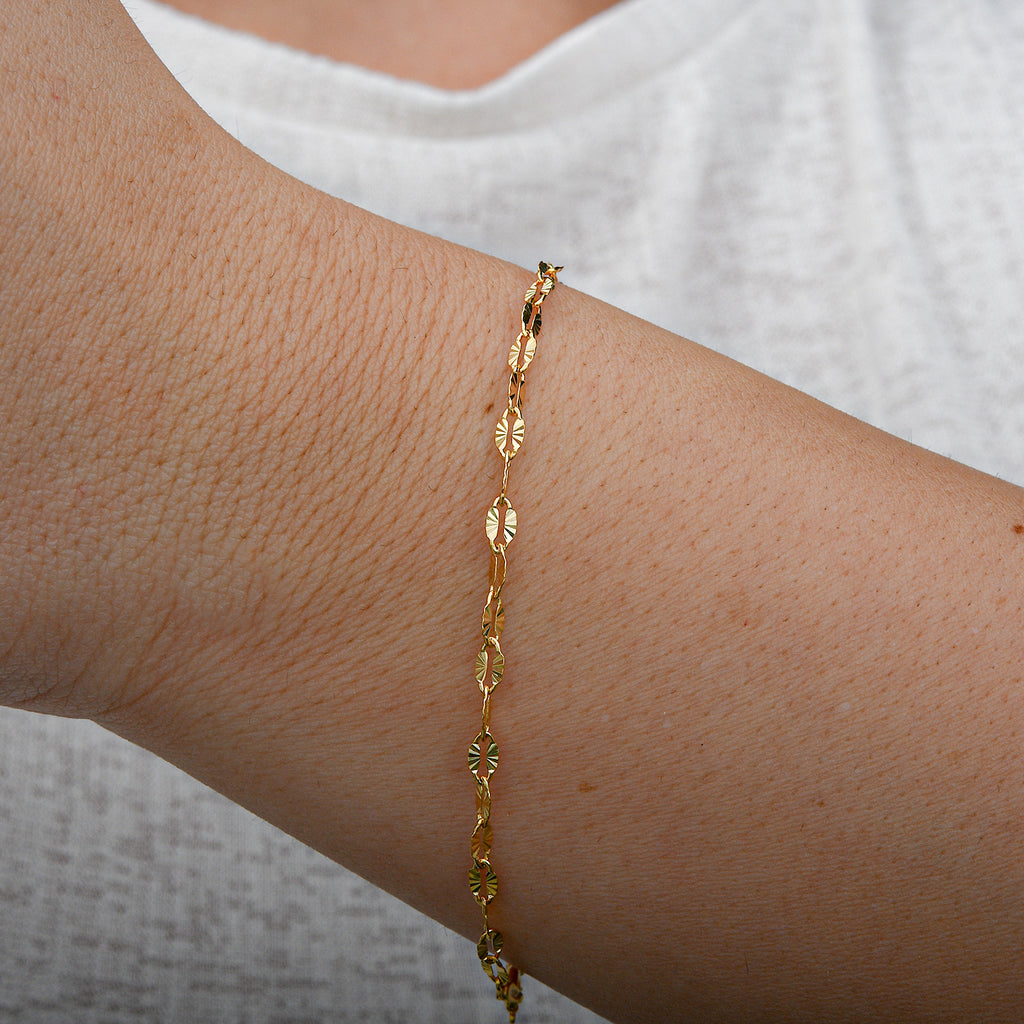 Diamantschliff Anker Armband, 925 Silber vergoldet, ca. 19 cm