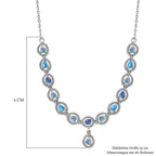 AA Natürlicher, äthiopischer Welo Opal Halskette, ca. 45 cm, 925 Silber platiniert, ca. 1.55 ct