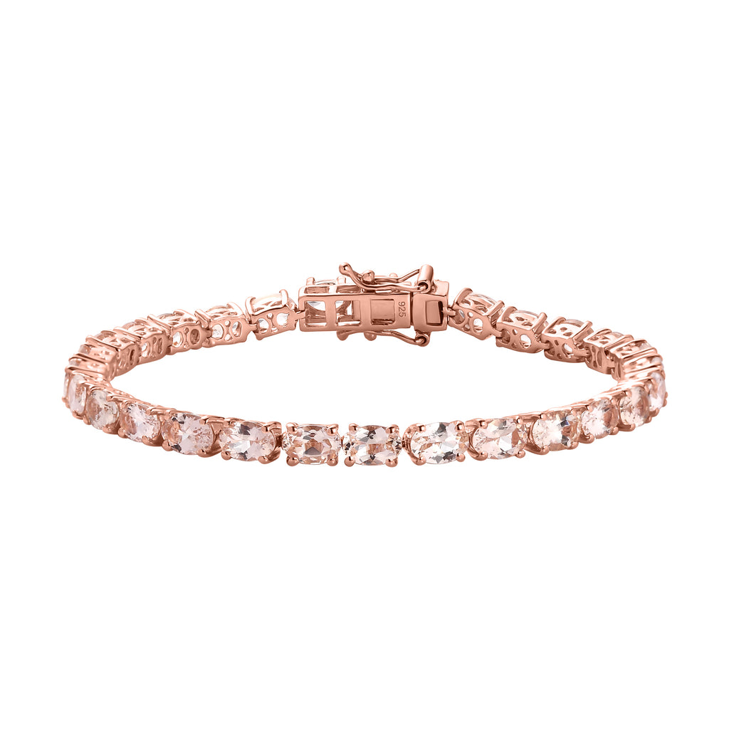 AA Morganit Armband, ca. 18 cm, 925 Silber Roségold Vermeil, ca. 8.06 ct