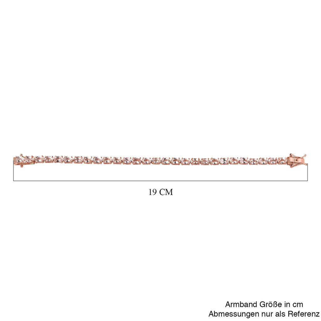 AA Morganit Armband, ca. 18 cm, 925 Silber Roségold Vermeil, ca. 8.06 ct