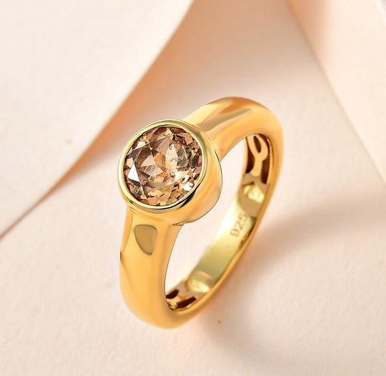 Ceylon kaiserlicher Granat Ring, 925 Silber Gelbgold Vermeil (Größe 21.00) ca. 1.62 ct