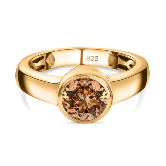 Ceylon kaiserlicher Granat Ring, 925 Silber Gelbgold Vermeil (Größe 21.00) ca. 1.62 ct