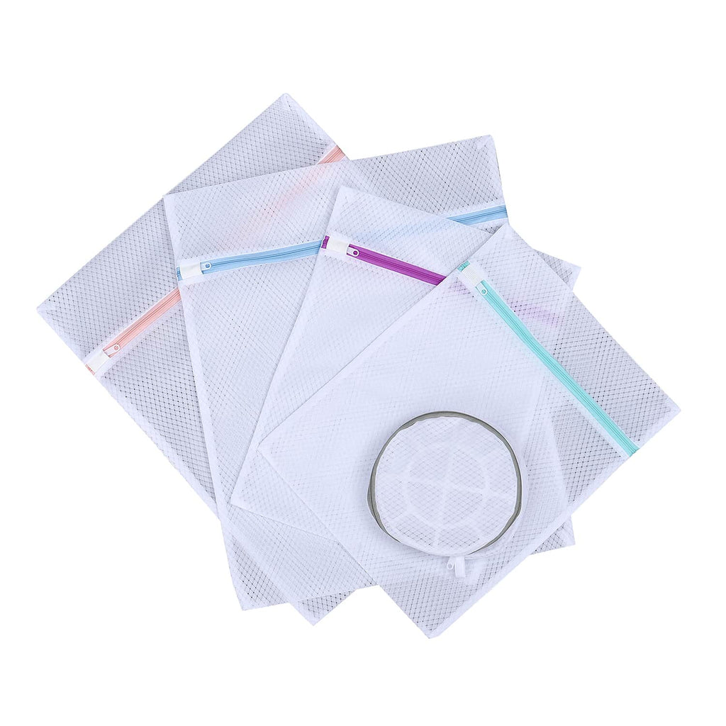 HOMESMART - 5er-Set, Meshgewebe-Wäschebeutel, Größe M - (2 Stk.) 12x16 cm, L -  (2 Stk.) 16x19,5 cm und XL  (1 Stk.) 19,5x27,55 cm