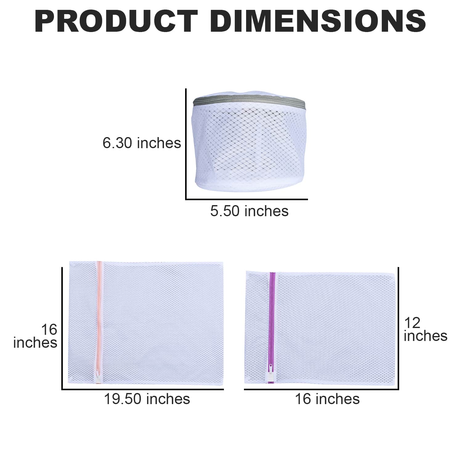 HOMESMART - 5er-Set, Meshgewebe-Wäschebeutel, Größe M - (2 Stk.) 12x16 cm, L -  (2 Stk.) 16x19,5 cm und XL  (1 Stk.) 19,5x27,55 cm