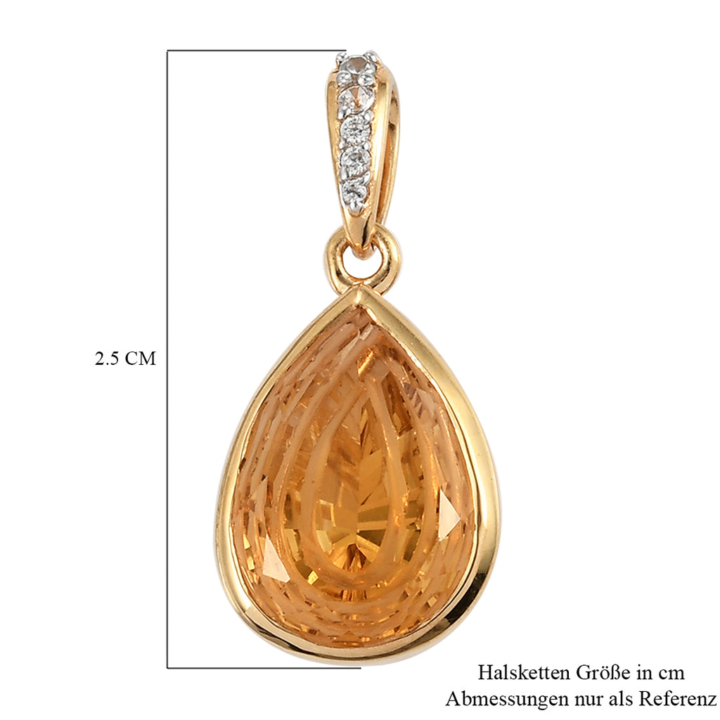 Citrin und weißer Zirkon-Anhänger, 925 Silber vergoldet ca. 4.70 ct