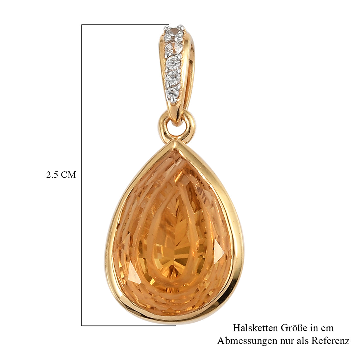 Citrin und weißer Zirkon-Anhänger, 925 Silber vergoldet ca. 4.70 ct