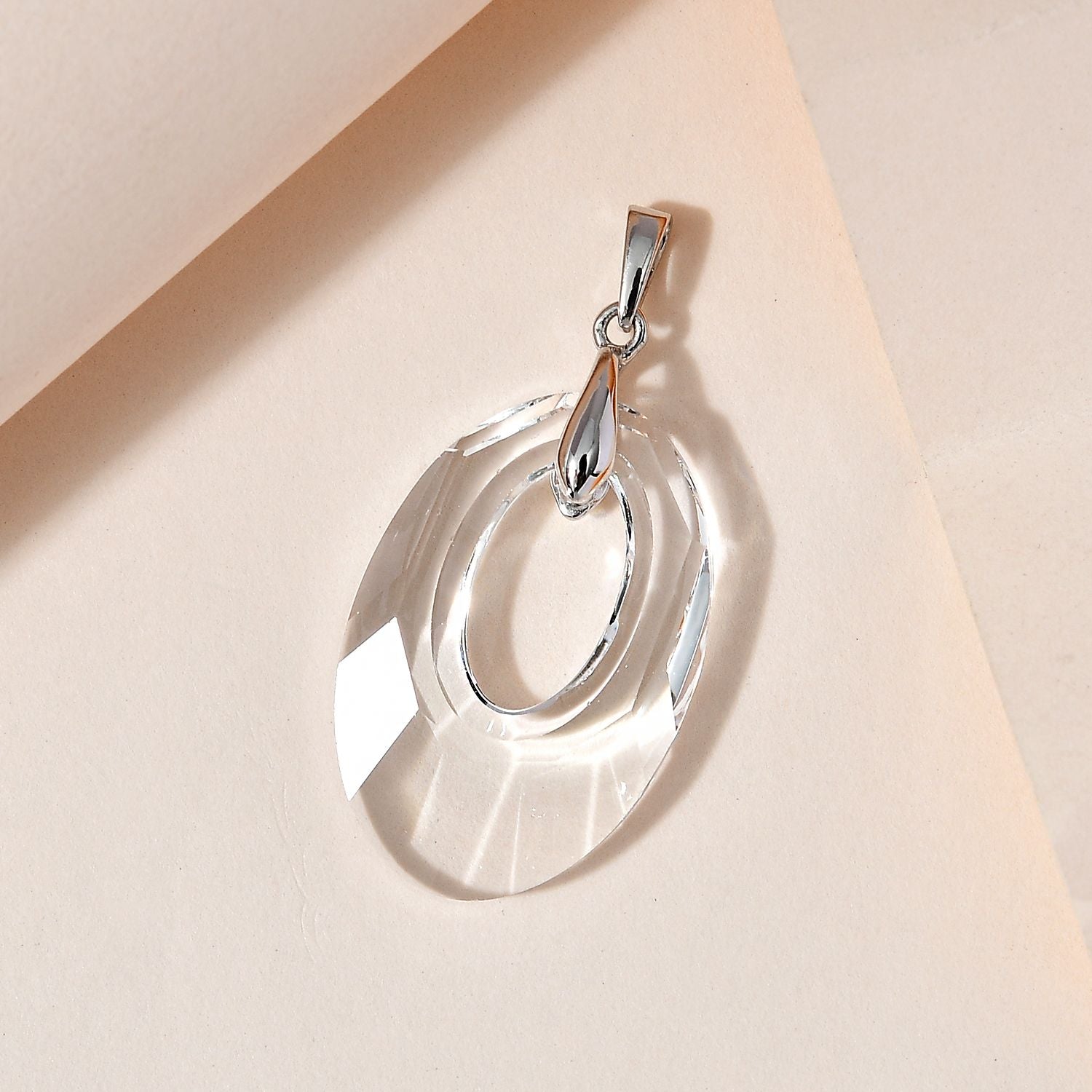 Kristall Anhänger, 925 Silber platiniert