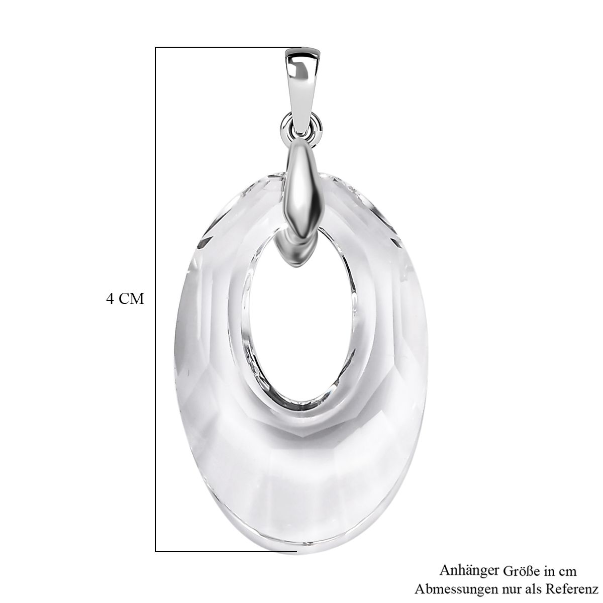 Kristall Anhänger, 925 Silber platiniert