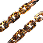 Brillenkette mit 100% Lederband, Leopardenmuster, Hellbraun und Gold
