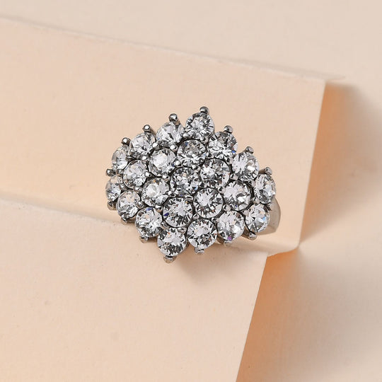 Weißer Kristall Ring, 316L Edelstahl (Größe 19.00)