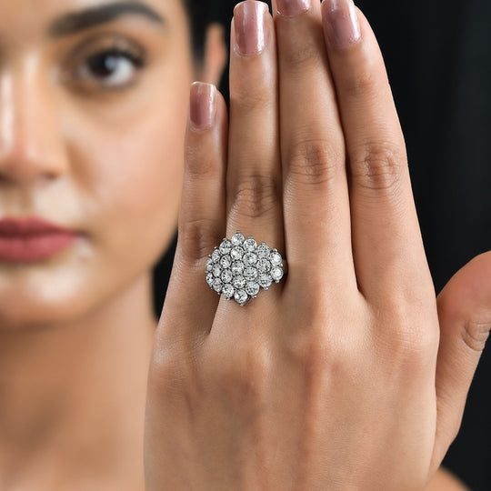 Weißer Kristall Ring, 316L Edelstahl (Größe 19.00)