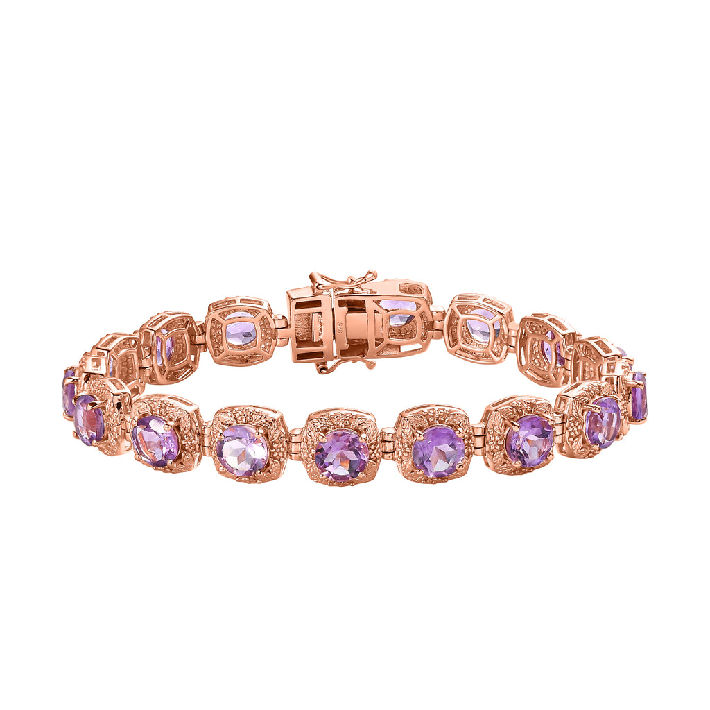AAA Rose De France Amethyst Armband ca. 20 cm 925 Silber rosévergoldet ca. 18.32 ct