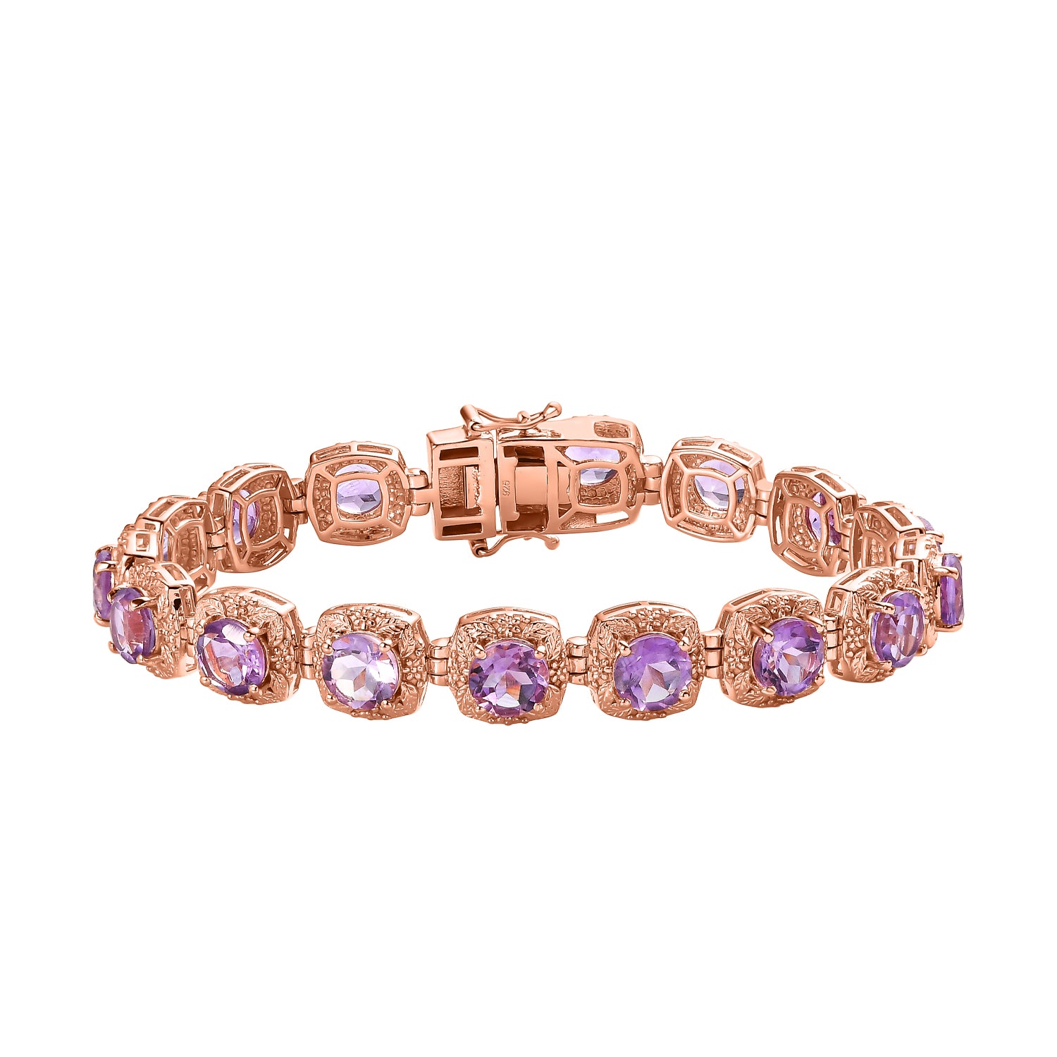 AAA Rose De France Amethyst Armband ca. 20 cm 925 Silber rosévergoldet ca. 18.32 ct