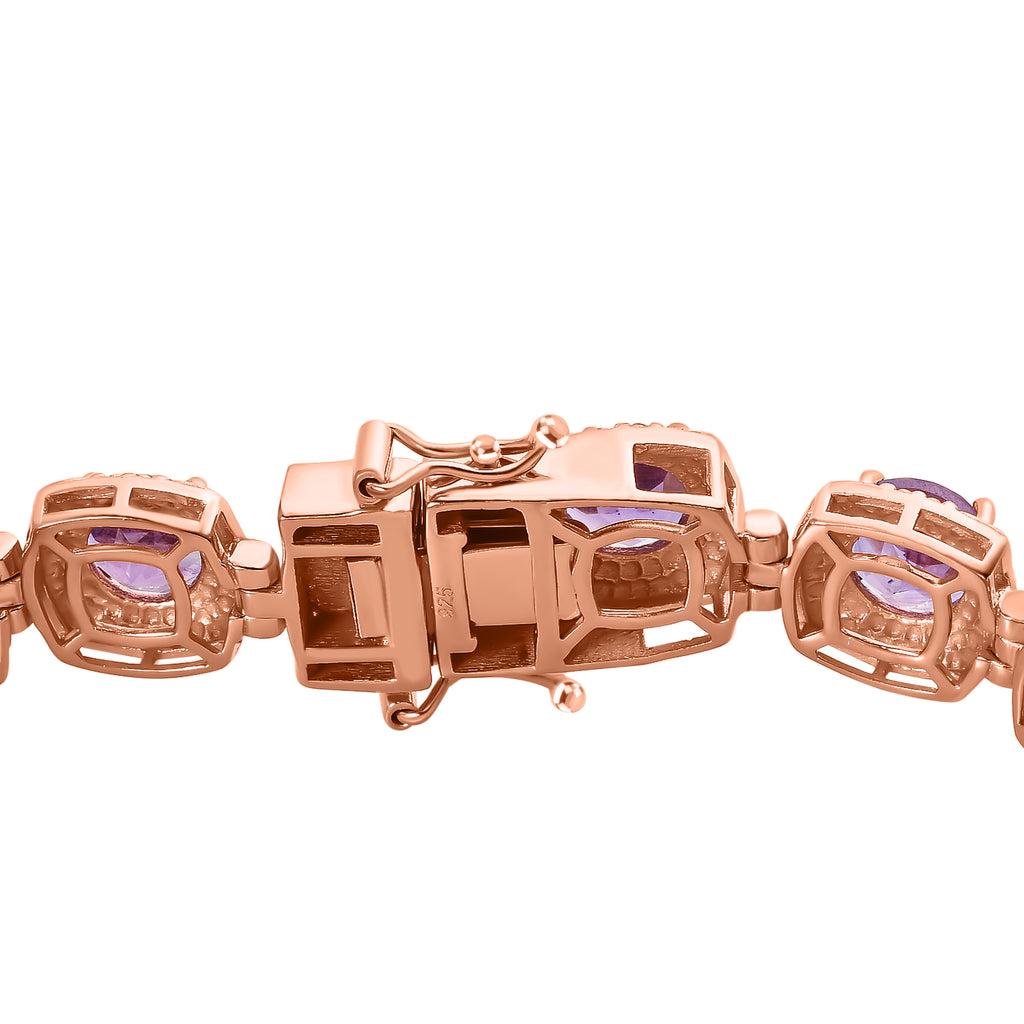 AAA Rose De France Amethyst Armband ca. 20 cm 925 Silber rosévergoldet ca. 18.32 ct